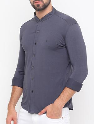 grey cotton casual shirt - 15195653 - Standard Image - 2