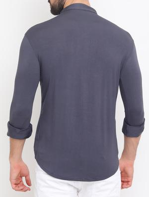 grey cotton casual shirt - 15195653 - Standard Image - 3