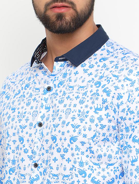 blue cotton casual shirt - 15195666 - Zoom Image - 4