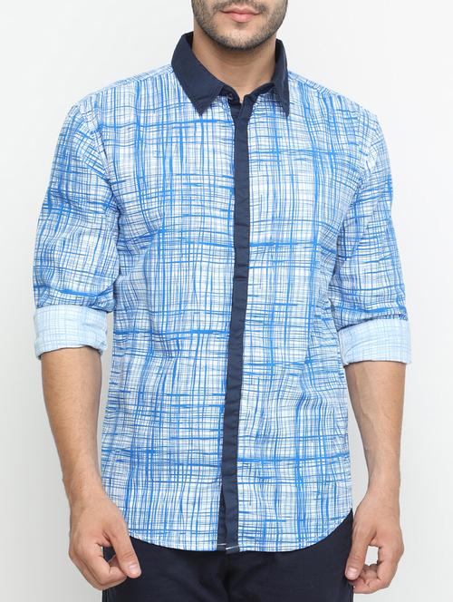 blue cotton casual shirt - 15195680 - Standard Image - 1