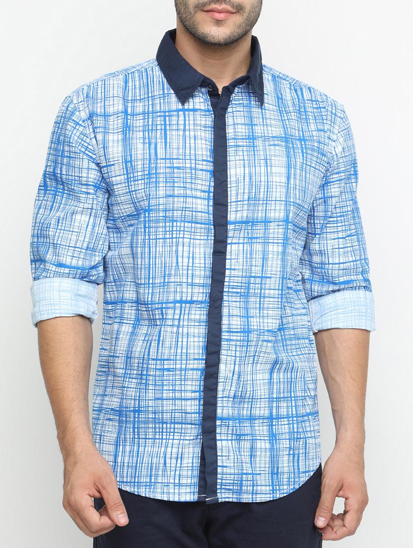 blue cotton casual shirt - 15195680 - Zoom Image - 1