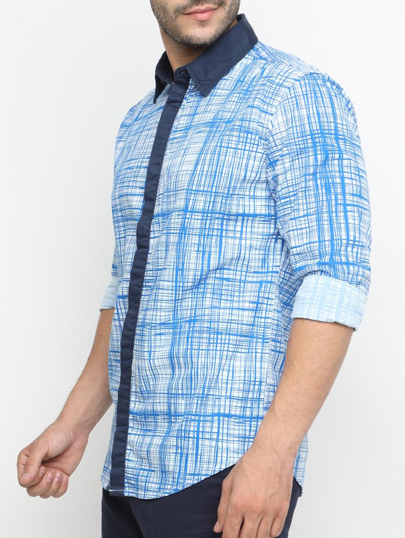 blue cotton casual shirt - 15195680 - Zoom Image - 2