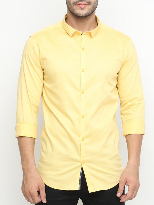 yellow cotton casual shirt - 15195703 - Standard Image - 1