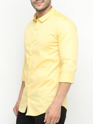 yellow cotton casual shirt - 15195703 - Standard Image - 2