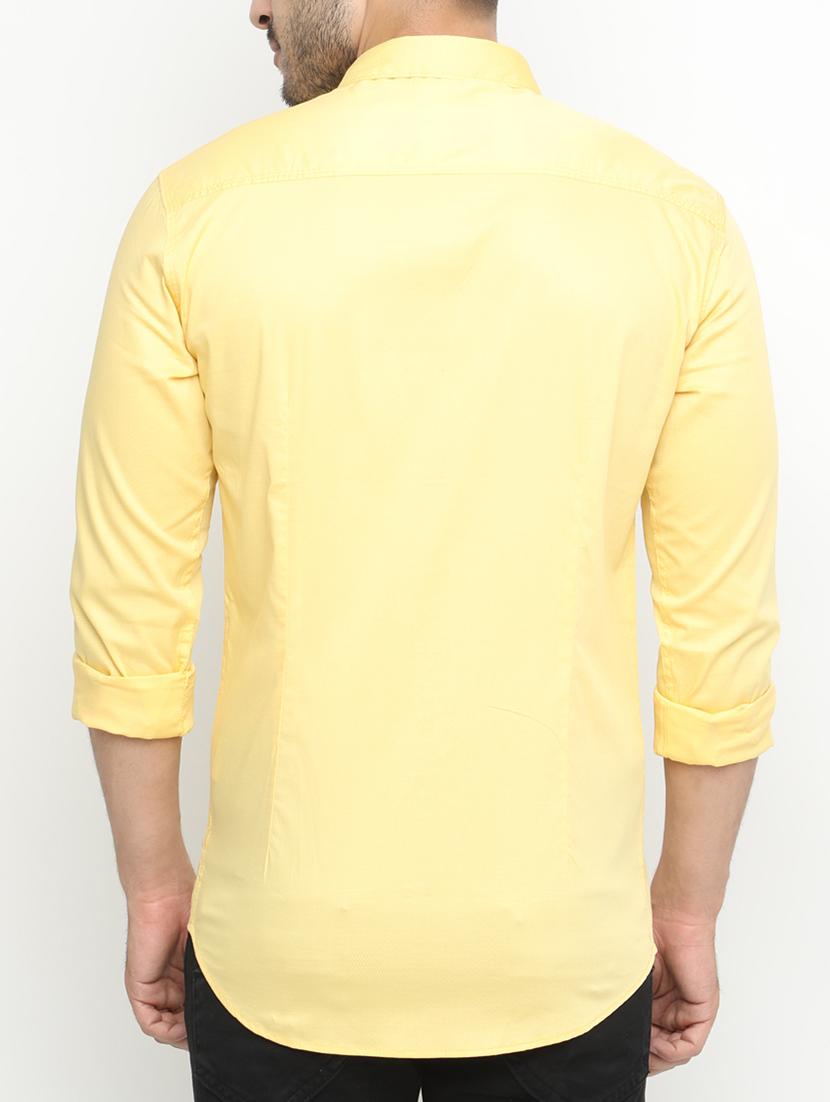 yellow cotton casual shirt - 15195703 - Zoom Image - 3