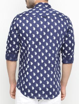 navy blue cotton casual shirt - 15195714 - Standard Image - 3