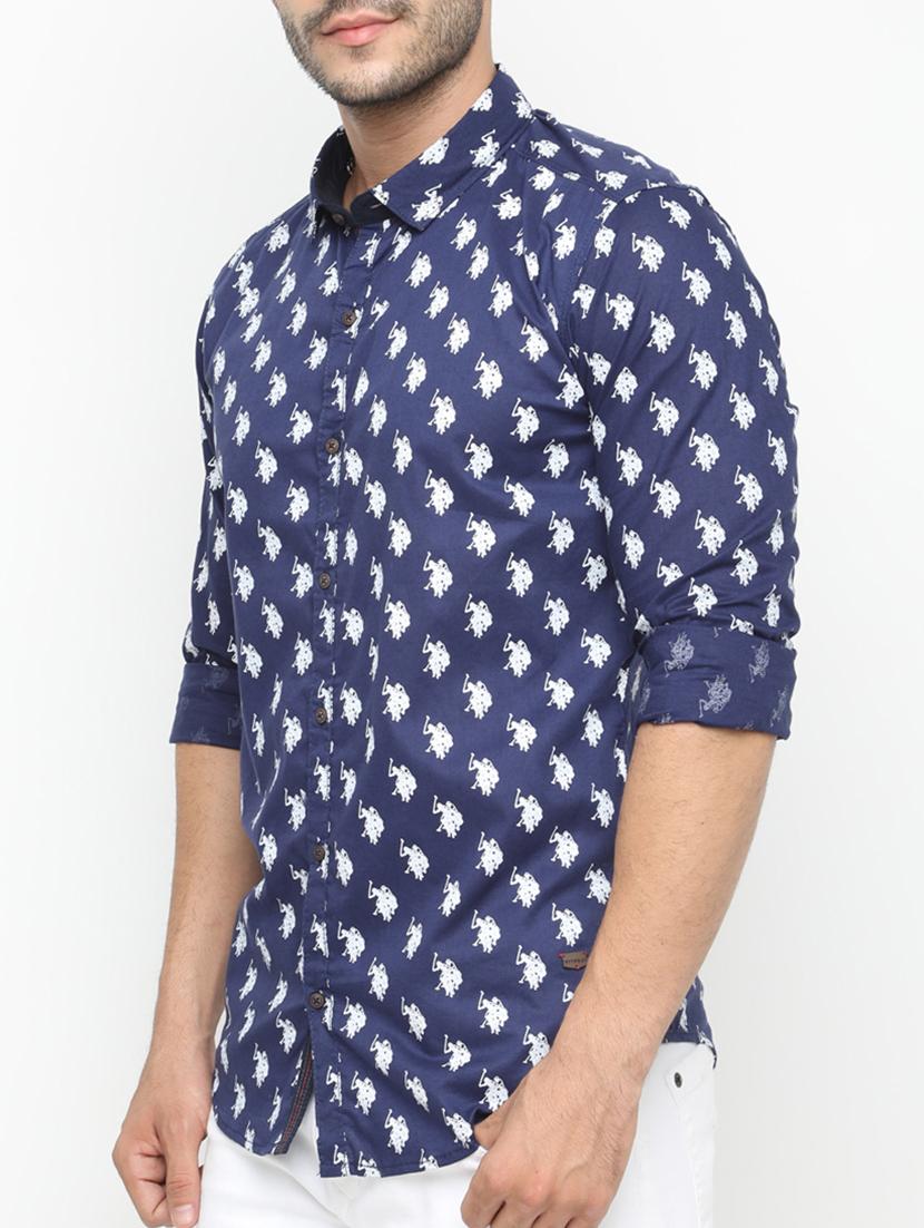 navy blue cotton casual shirt - 15195714 - Zoom Image - 2