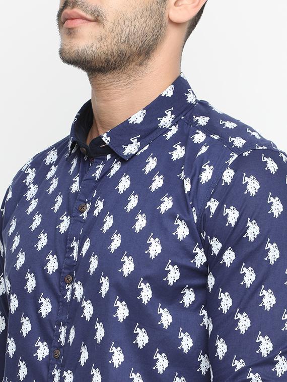 navy blue cotton casual shirt - 15195714 - Zoom Image - 4
