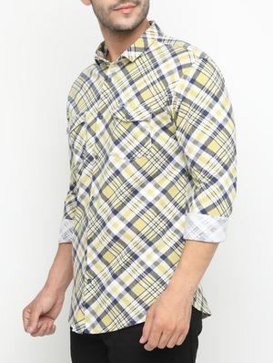 yellow cotton casual shirt - 15195727 - Standard Image - 2
