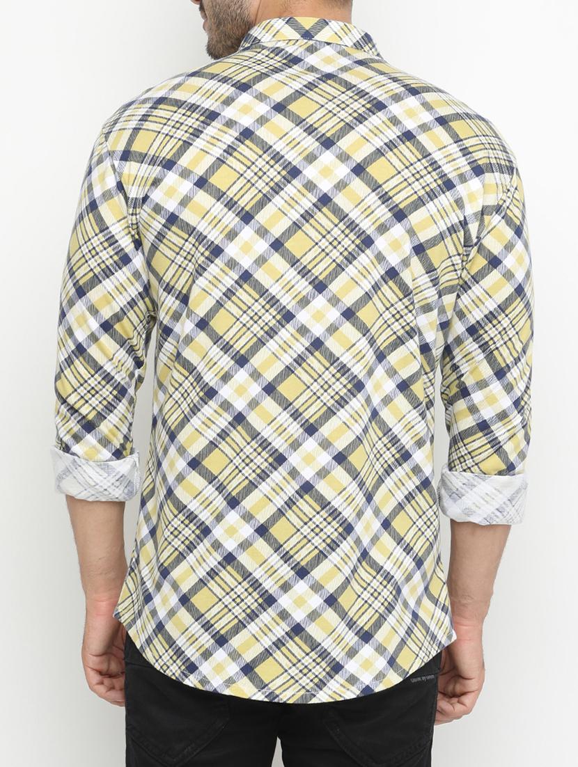 yellow cotton casual shirt - 15195727 - Zoom Image - 3