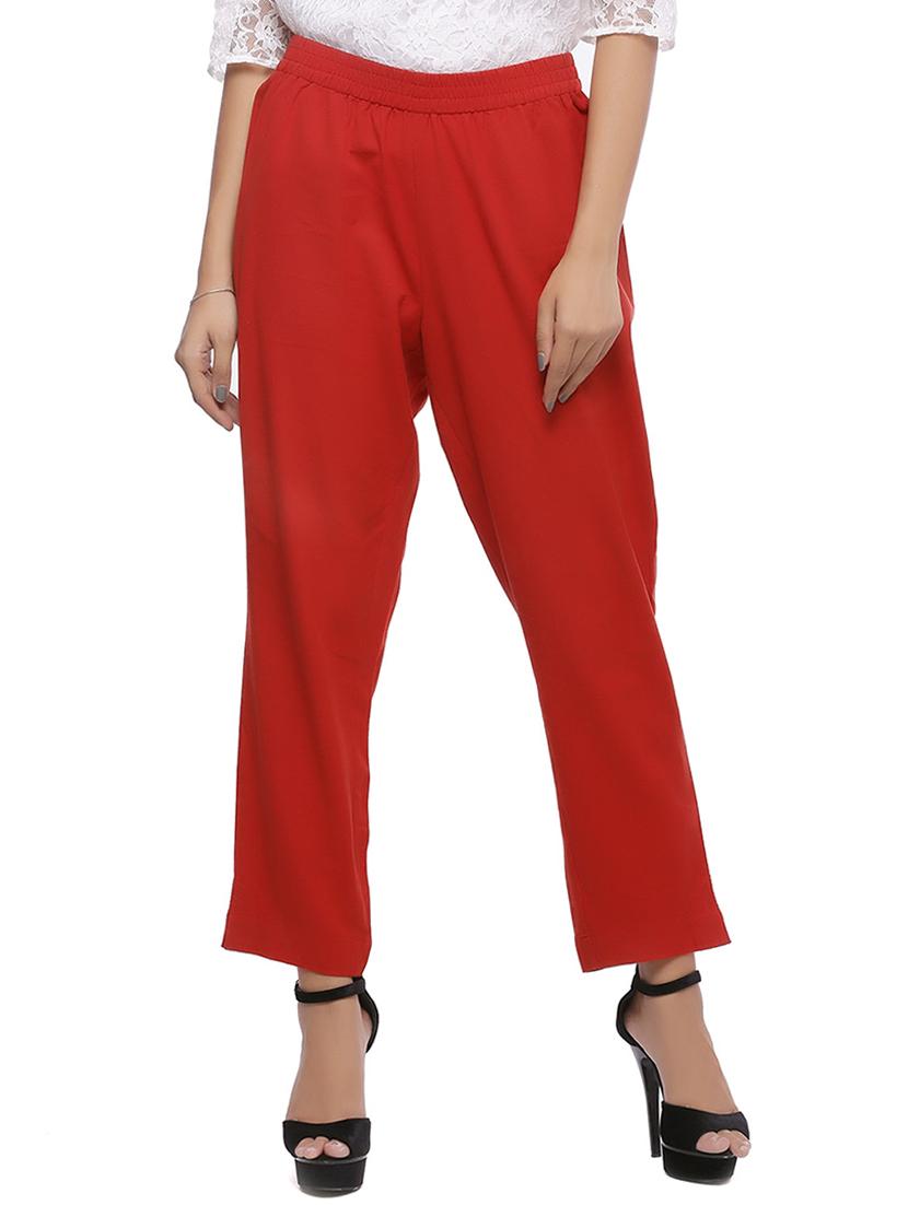 red cotton palazzos - 15195799 - Zoom Image - 1
