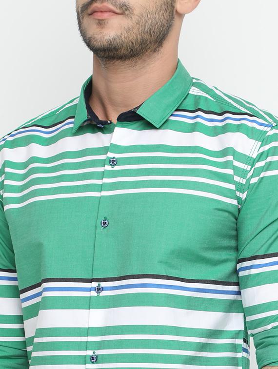 green cotton casual shirt - 15195859 - Zoom Image - 4
