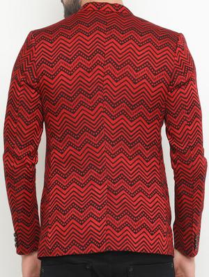 red cotton casual blazer - 15196937 - Standard Image - 3