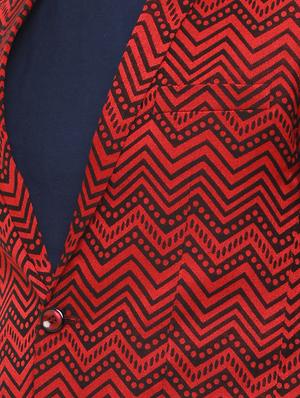 red cotton casual blazer - 15196937 - Standard Image - 4