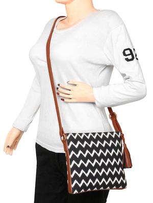 black canvas printed sling bag - 15197023 - Standard Image - 4
