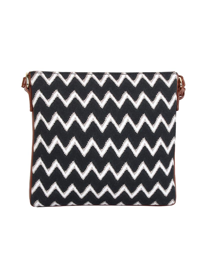 black canvas printed sling bag - 15197023 - Zoom Image - 2