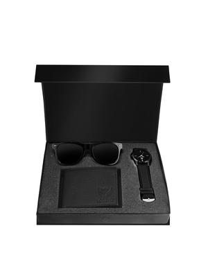 set of 3 round dial analog watch-(cm-103sn-wl-blk),wayfarer sunglasses and leatherette wallet - 15197783 - Standard Image - 6
