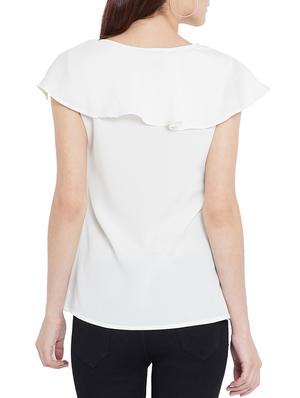 solid white crepe layered top - 15197951 - Standard Image - 3