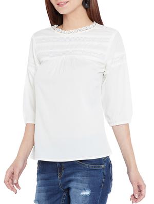 solid white crepe top - 15197955 - Standard Image - 2