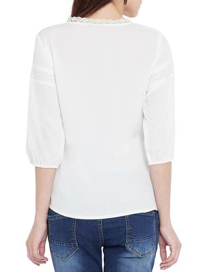 solid white crepe top - 15197955 - Standard Image - 3