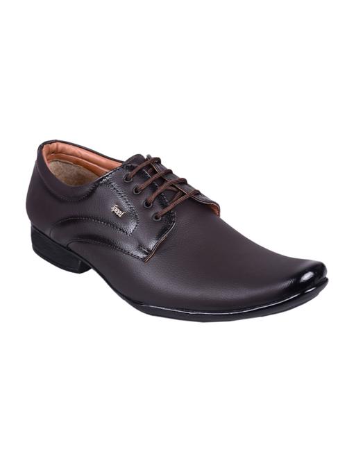 brown leatherette lace-up derby - 15200086 - Standard Image - 1