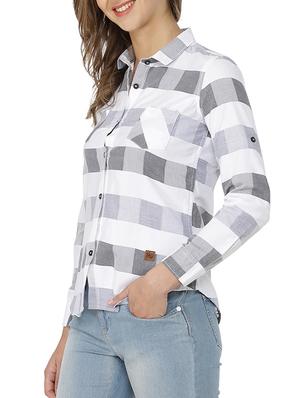 roll up sleeves checekered shirt - 15200621 - Standard Image - 2