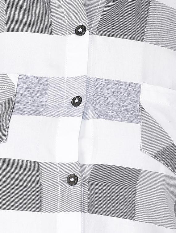 roll up sleeves checekered shirt - 15200621 - Zoom Image - 4