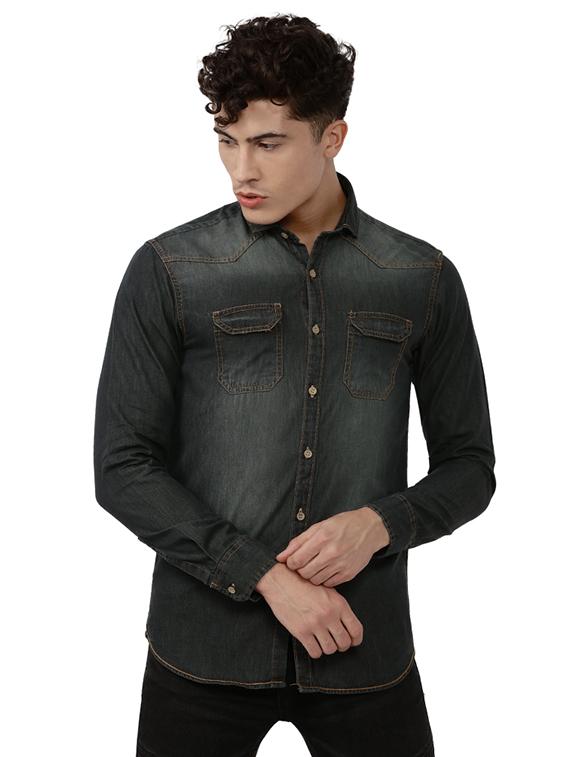 grey cotton casual shirt - 15200849 - Zoom Image - 1