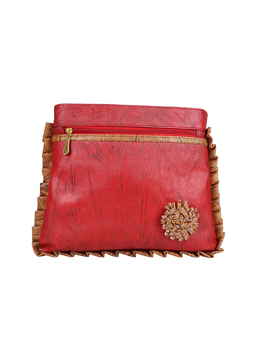 maroon leatherette (pu) regular sling bag - 15201237 - Zoom Image - 1