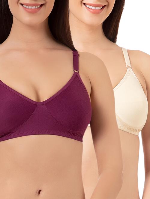 set of 2 multicolored solid cotton t-shirt bras - 15203827 - Standard Image - 1