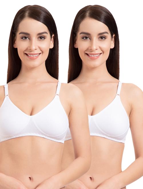 set of 2 white solid cotton t-shirt bra - 15203832 - Standard Image - 1