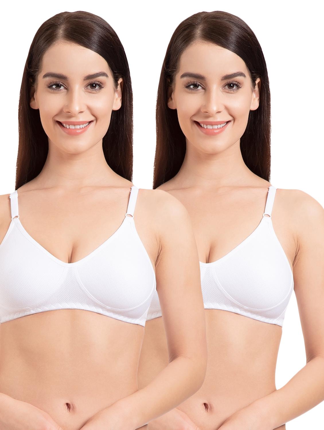 set of 2 white solid cotton t-shirt bra - 15203832 - Zoom Image - 1