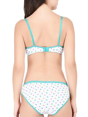 white polka dotted hosery bras and panty set - 15203843 - Standard Image - 3