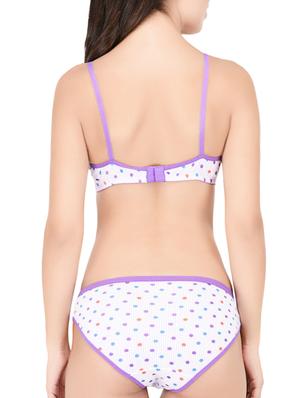 white polka dotted hosery bras and panty set - 15203845 - Standard Image - 3