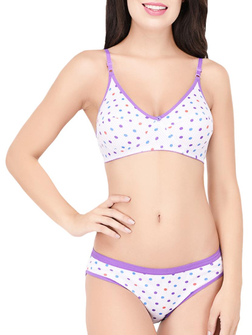 white polka dotted hosery bras and panty set - 15203845 - Zoom Image - 1