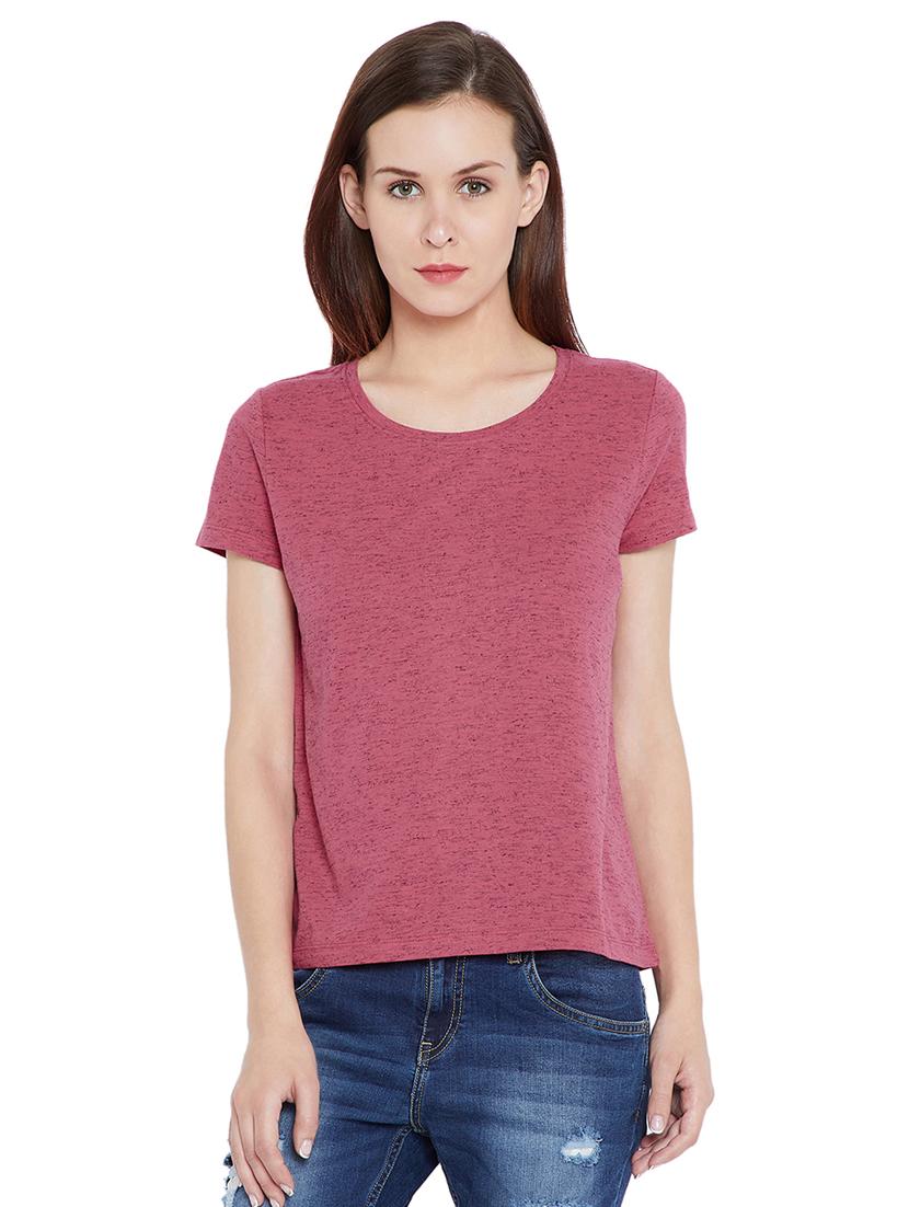 pink solid viscose tee - 15203865 - Zoom Image - 1