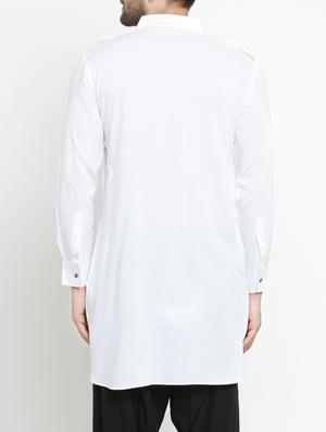 white solid pathani kurta - 15204756 - Standard Image - 3