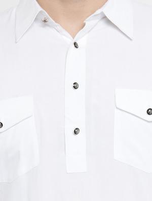white solid pathani kurta - 15204756 - Standard Image - 4