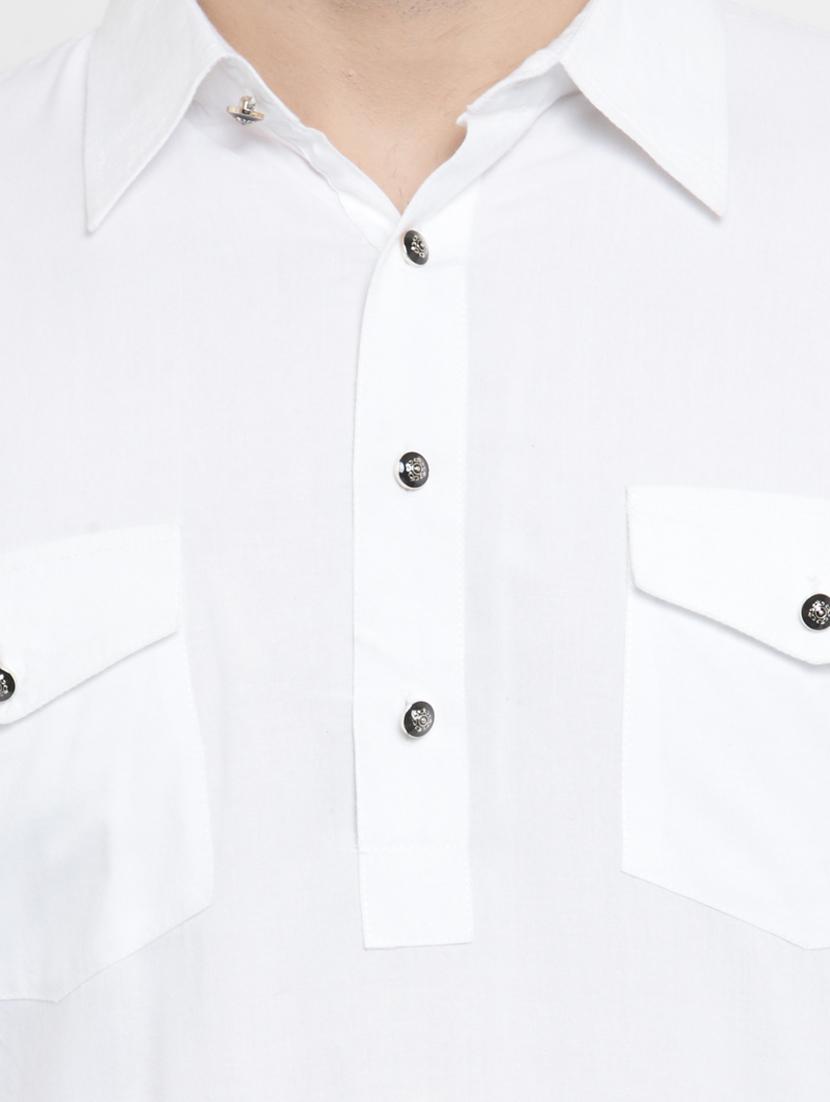 white solid pathani kurta - 15204756 - Zoom Image - 4