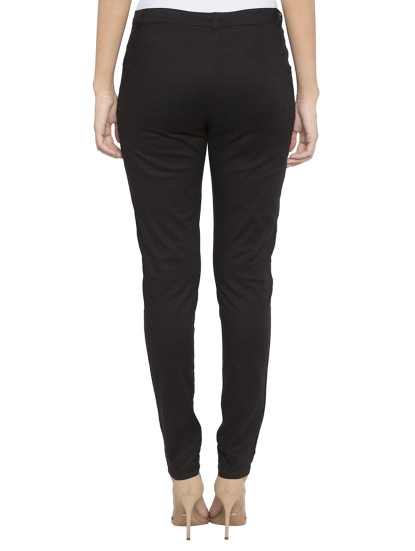 black solid cotton cigarette pants trouser - 15205467 - Zoom Image - 3
