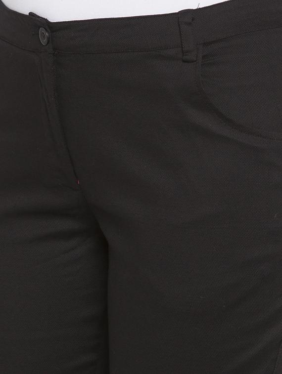 black solid cotton cigarette pants trouser - 15205467 - Zoom Image - 5