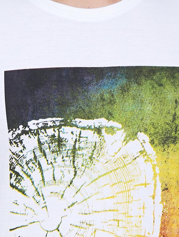 white cotton front print t-shirt - 15206348 - Zoom Image - 4