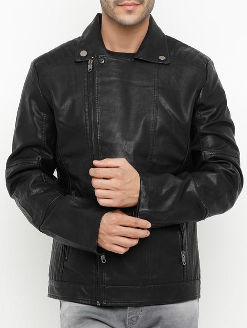 black leather biker jacket - 15207387 - Standard Image - 1
