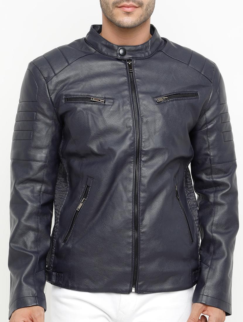 blue leather biker jacket - 15207391 - Zoom Image - 1