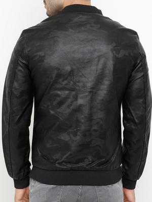 black printed pu biker jacket - 15207401 - Standard Image - 3