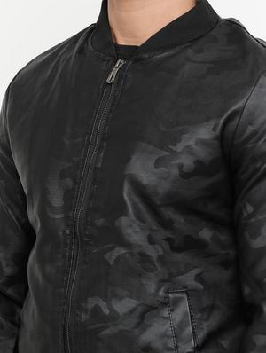 black printed pu biker jacket - 15207401 - Standard Image - 4