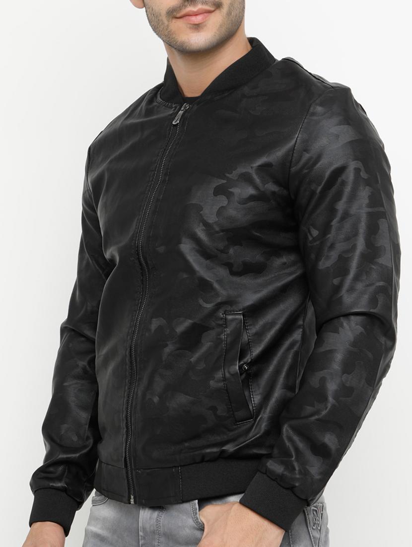 black printed pu biker jacket - 15207401 - Zoom Image - 2