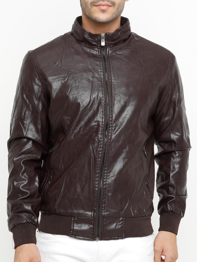 brown leather biker jacket - 15207403 - Zoom Image - 1