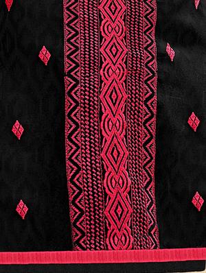 black embroidered unstitched churidaar suit - 15208085 - Standard Image - 3
