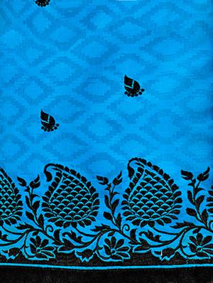 blue embroidered unstitched churidaar suit - 15208087 - Standard Image - 3